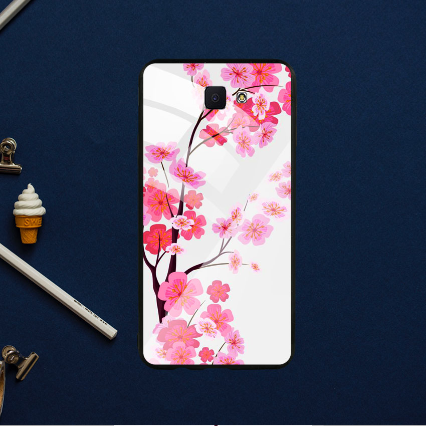 Ốp Lưng Kính Cường Lực cho điện thoại Samsung Galaxy J7 Prime - Cherry Blossom 02