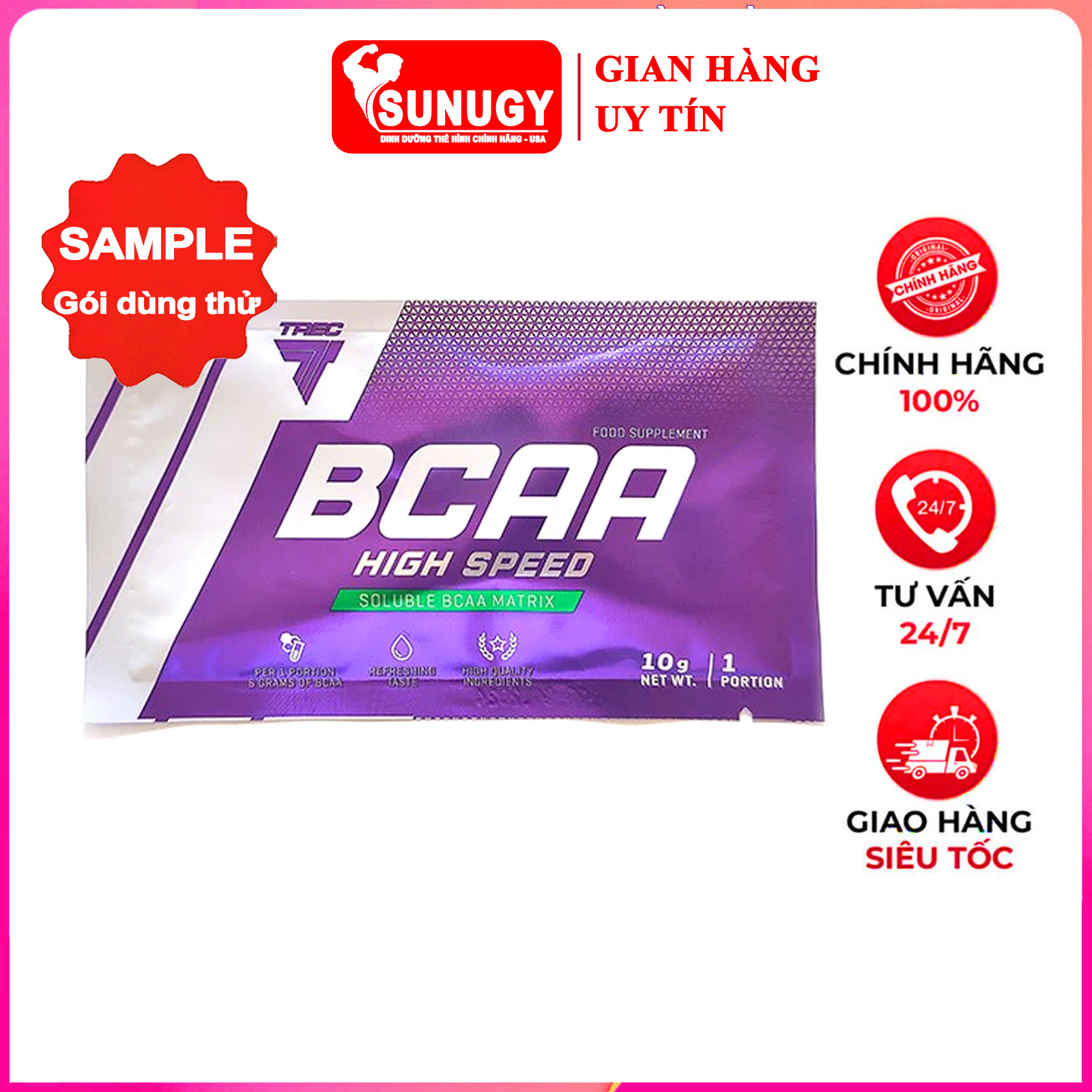 BCAA High Speed siêu hồi phục TREC hỗ trợ tăng sức bền, sức mạnh, đốt mỡ, giảm cân &amp; Bình shaker 600ml (mẫu ngẫu nhiên)