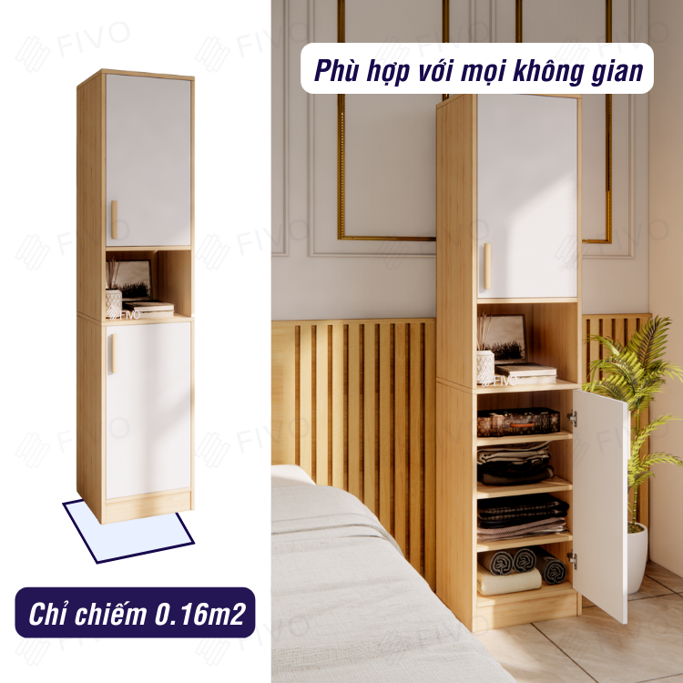 Tủ Quần Áo Giá Rẻ FIVO FC05 Gỗ MDF Lõi Xanh Chống Ẩm Cao Cấp, Đa Dạng Mẫu Mã, Có Nhiều Ngăn Chứa Đồ Tiện Dụng - Màu Gỗ Trắng