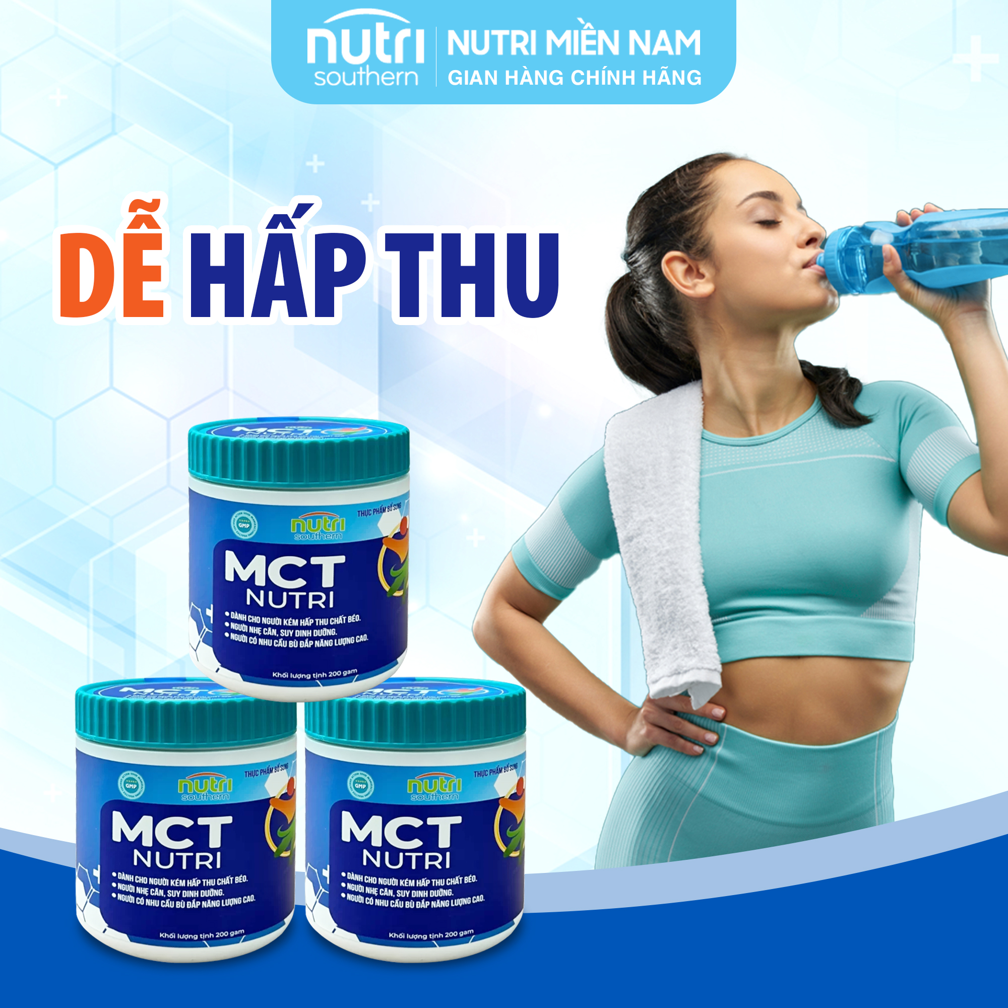 Bột Bổ Sung Chất Béo Lành Mạnh MCT NUTRI Cho Người Kém Hấp Thu Chất Béo, Người Nhẹ Cân Và Người Cần Bù Đắp Năng Lượng Cao