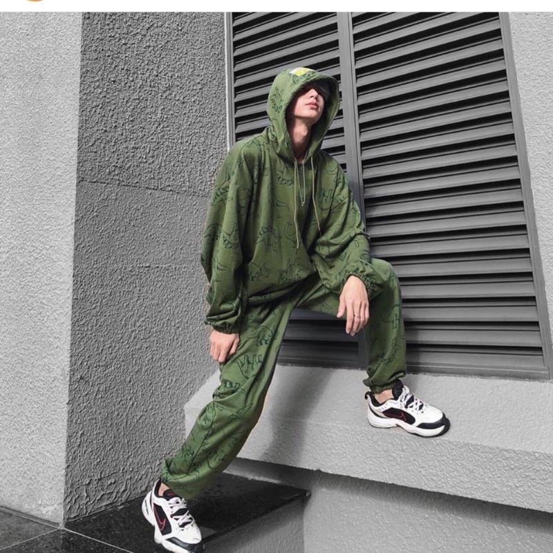 SIÊU PHẨM SET ĐỒ UNISEX KHỦNG LONG XANH