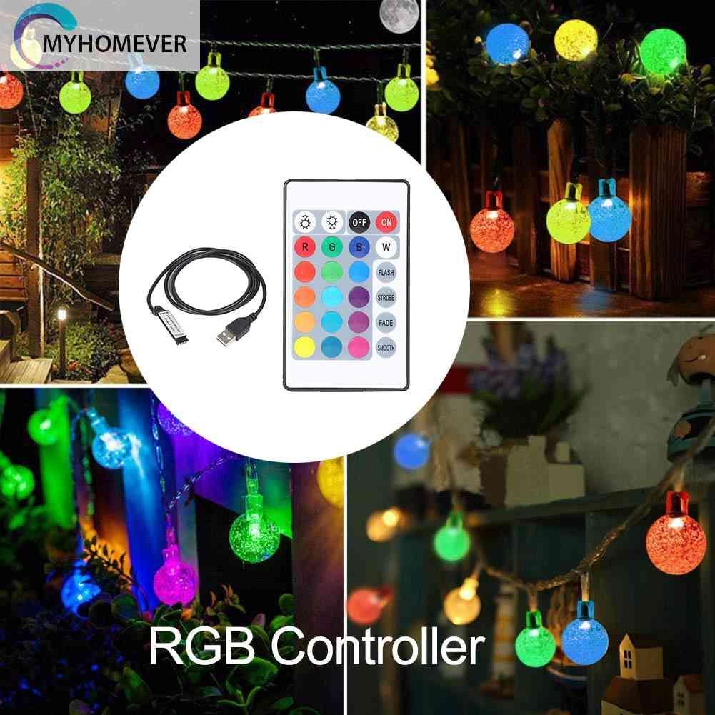 Bộ Điều Khiển Đèn LED Dây Gồm 24 Nút Bấm Và USB RGB 5-24V