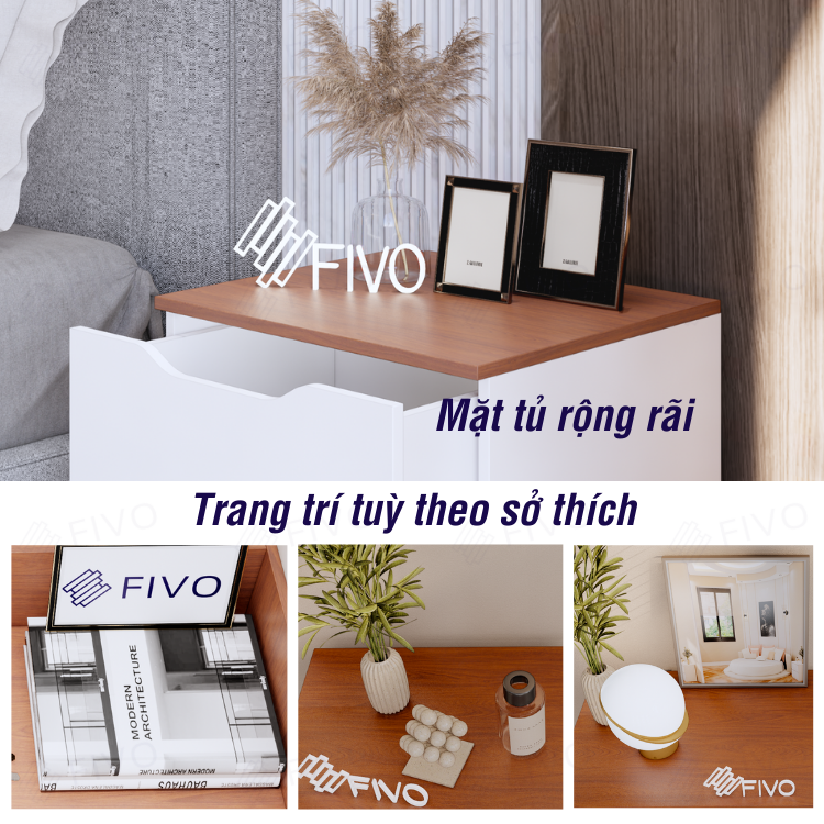 Tủ Đầu Giường Mini FIVO FT18 Thiết Kế Hiện Đại Có Ray Kéo Cao Cấp Phù Hợp Với Mọi Không Gian Phòng Ngủ