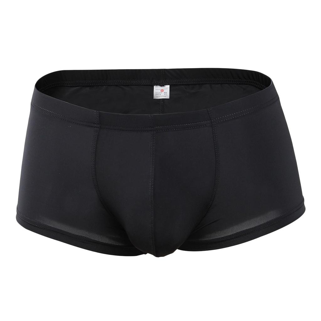Men Soft Underwear Shorts Mesh Solid Boxer Briefs Trunks Pants Sexy Lingerie