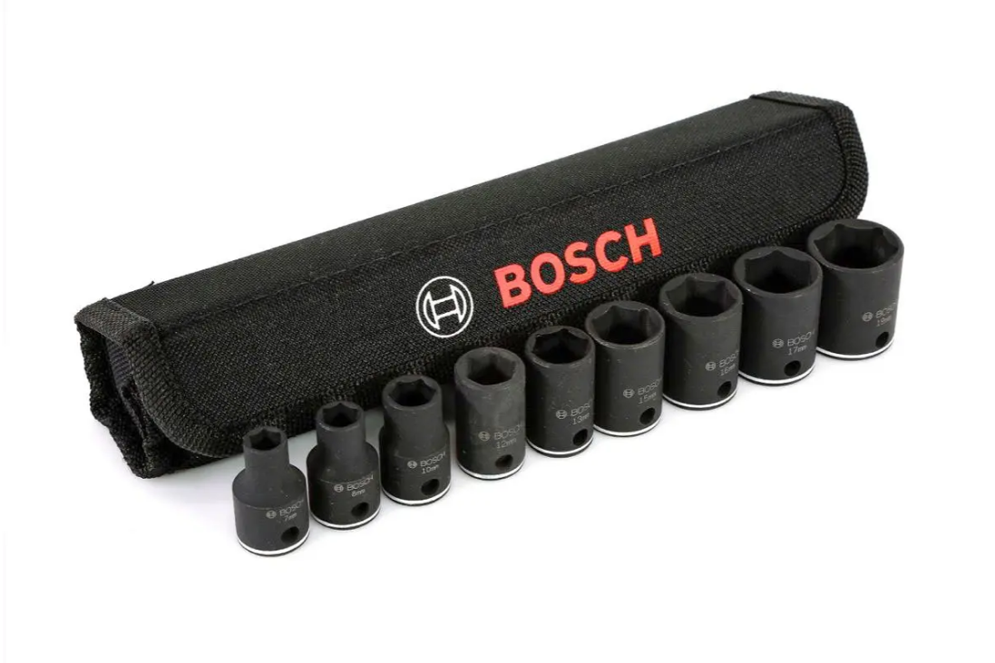 BỘ ĐẦU KHẨU 9 CHIẾC 25MM 3/8'' 7,8,10,12,13,15,16,17,19 BOSCH 2608551098 - HÀNG CHÍNH HÃNG