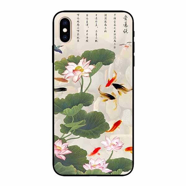 Ốp lưng in cho Iphone XS MAX Tranh Cá Koi