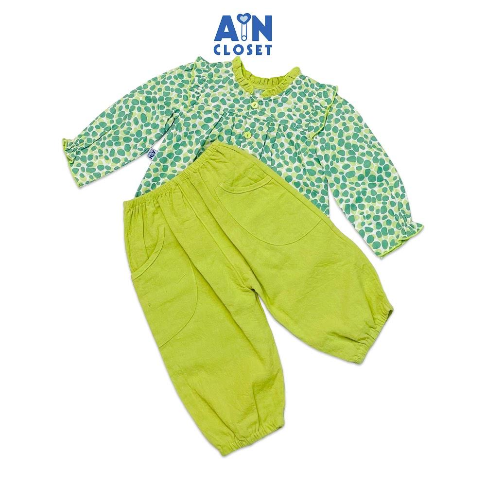 Bộ quần áo dài bé gái họa tiết Đốm xanh lá cotton - AICDBGKDXKO9 - AIN Closet