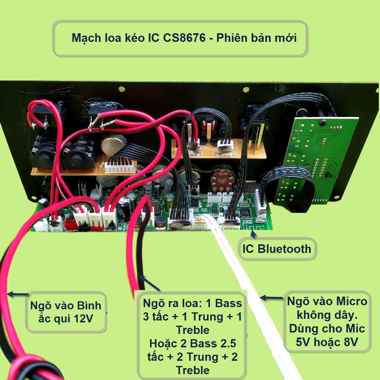 Mạch loa kéo CS8676 loa 3 tấc công suất 45W 8ohm – 90W 4ohm