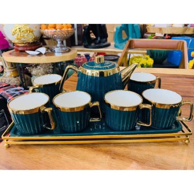 Bộ trà khay sứ phong cách kiểu cổ điển