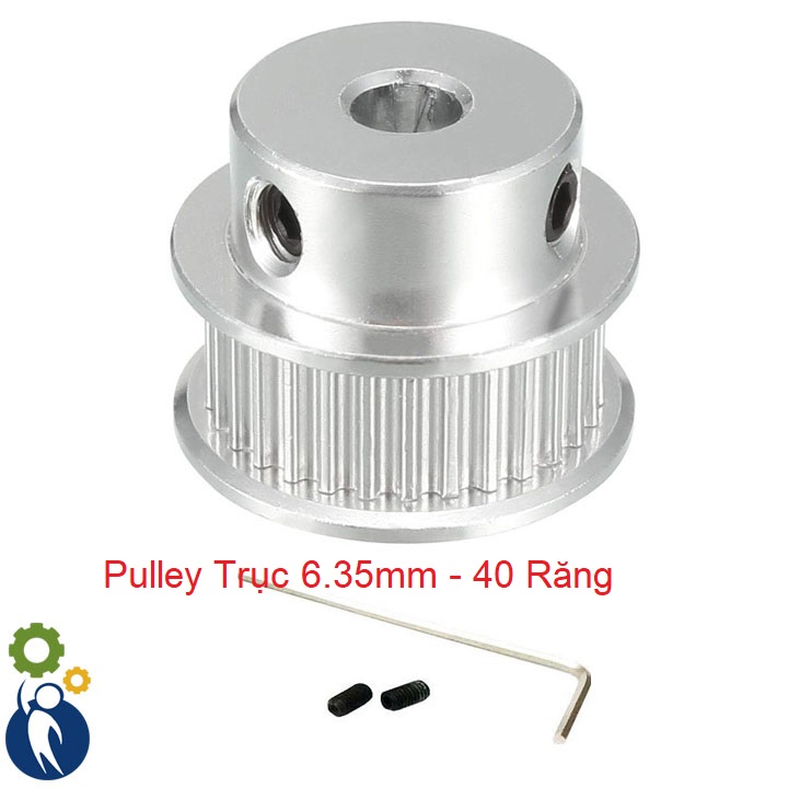 Buly, Puly, Pulley Trục 6.35mm - 40 Răng, sử dụng với dây đai 2GT-6mm