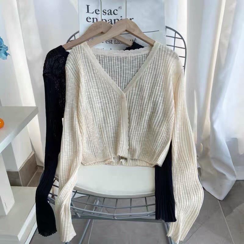 Áo Khoác Len Mỏng Cardigan Màu Pastel Muối Tiêu