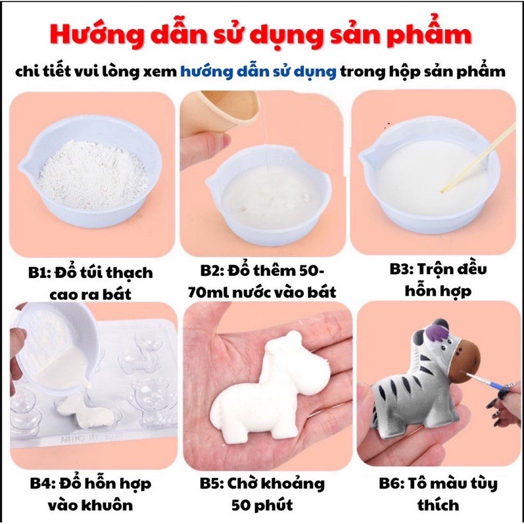 Đồ chơi tô tượng thạch cao cho bé tự làm DIY kèm khuôn màu nước và cọ vẽ nhiều chủ đề, quà tặng sinh nhật cho bé