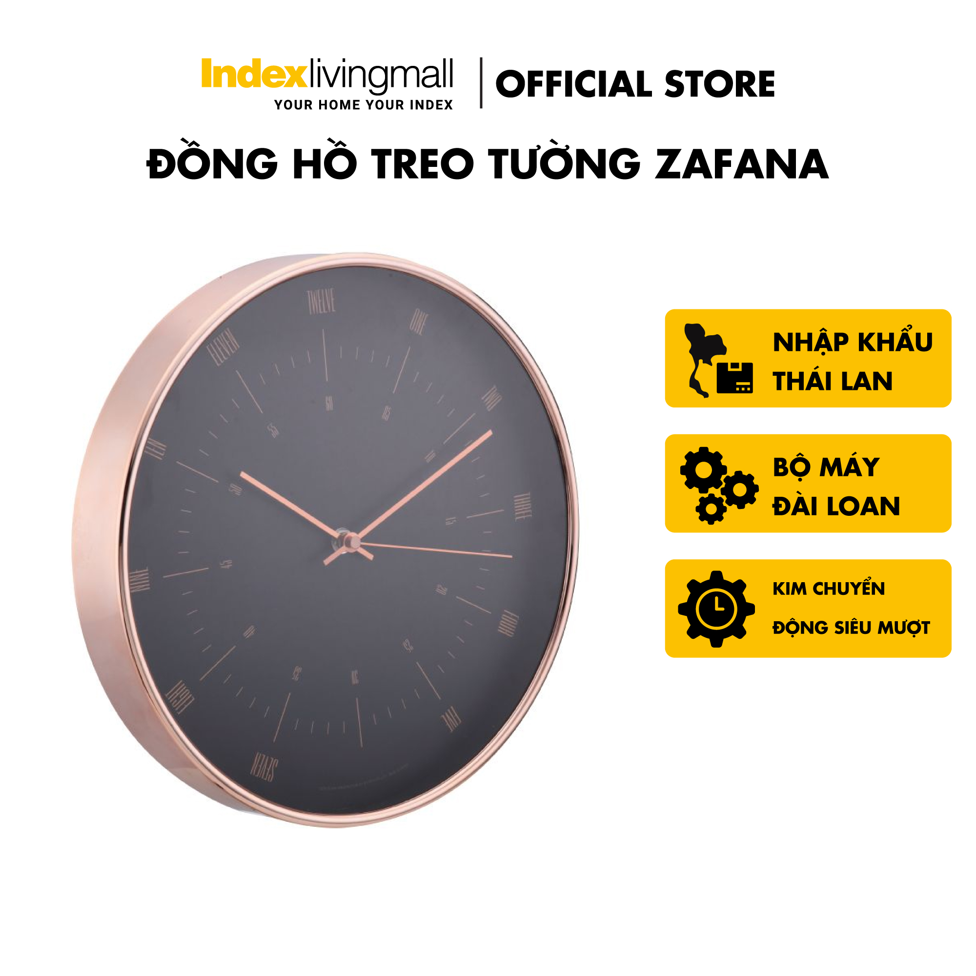 Đồng hồ treo tường trang trí nghệ thuật  ZAFANA | Index Living Mall | Nhập khẩu Thái Lan