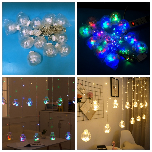 Đèn led trang trí dạng lưới bóng tròn 12 dây