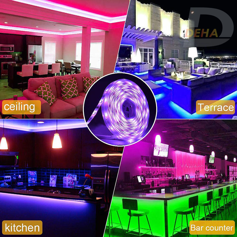 Bộ đèn Led dây dán RGB đổi màu điều khiển từ xa chọn màu đứng yên, nhấp nháy strip light trang trí quay Tiktok dán tường, bàn máy tính, chống nước bền đẹp