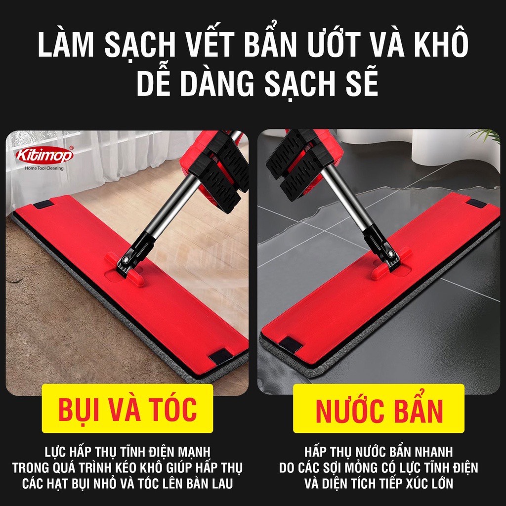 Cây lau nhà tự vắt thông minh, chổi lau nhà 360 độ - Kitimop RedMax