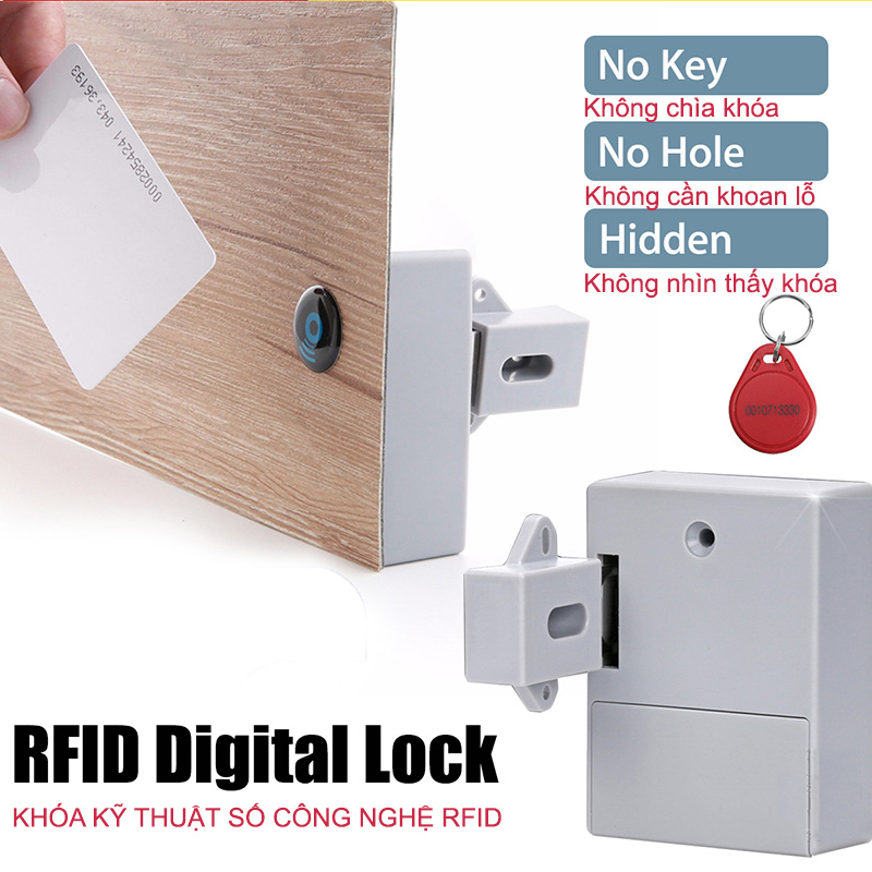 Khóa ngăn kéo bàn, tủ cá nhân sử dụng thẻ từ ID RFID kèm 3 thẻ