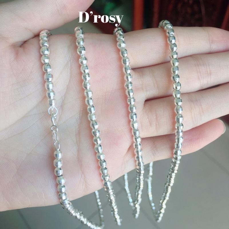 Dây chuyền bạc bi tròn phay nặng 4,5 chỉ dài 45 cm chuẩn bạc ta nguyên chất có bảo hành