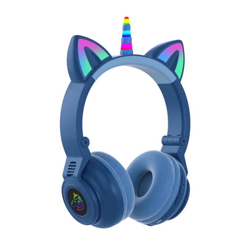 Hoạt Hình Kỳ Lân Bluetooth Tai Nghe 5.0 Bé Gái Con Gái Nhạc Stereo Tai Nghe Không Dây Máy Tính Điện Thoại Tai Nghe Trẻ Em Tặng Kèm Mic