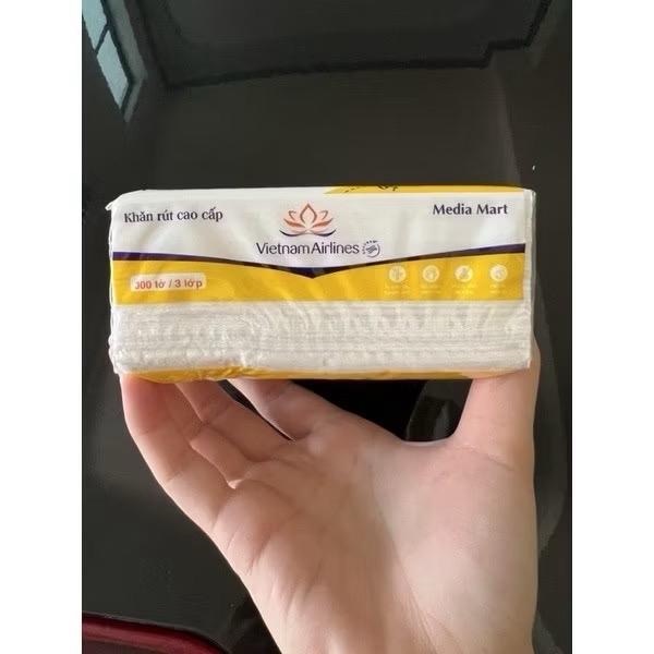[Combo 2 bịch] Giấy ăn Vietnam Airlines cao cấp 3 lớp hàng xuất siêu thị Media Mart, Giấy rút lụa Media Mart siêu dai 300 tờ 3 lớp