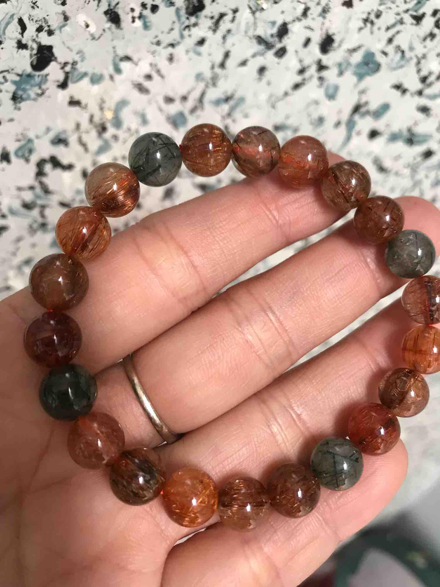 VÒNG THẠCH ANH TÓC TAM TÀI ĐỦ MÀU 8mm ĐÁ THIÊN NHIÊN ĐẸP NỮ TẤT CẢ CÁC MỆNH