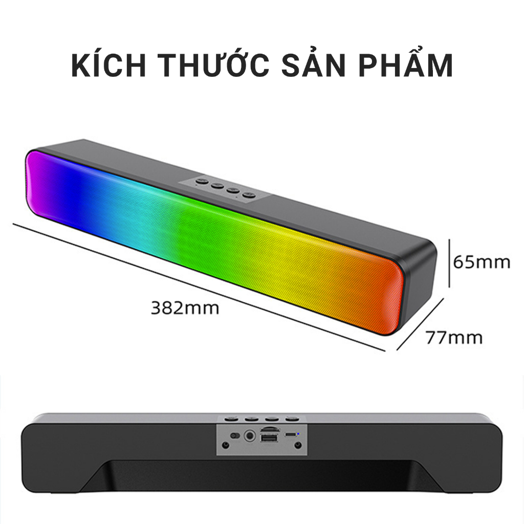 Loa Bluetooth Soundbar RGB, Có Khe Cắm Thẻ Nhớ, USB Dùng Cho Máy Tính, PC, Điện Thoại - Hàng Nhập Khẩu