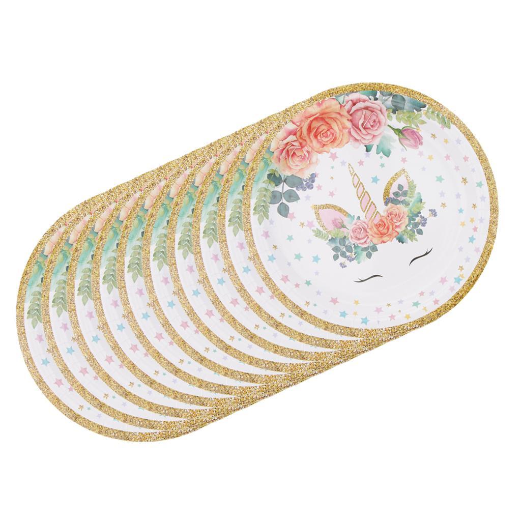 20 Pieces Magical Unicorn Paper Plate Cake Tray Birthday Party Tableware