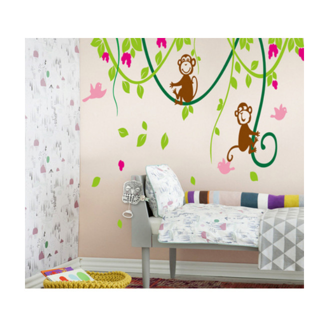 Decal dán tường khỉ đu dây EB23
