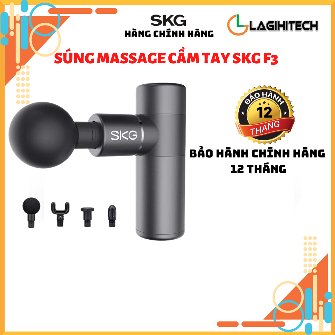 Máy Massage Cầm Tay Cao Cấp SKG F3 - Hỗ Trợ Mát Xa Chuyên Sâu, Giảm Đau Cơ, Cứng Khớp