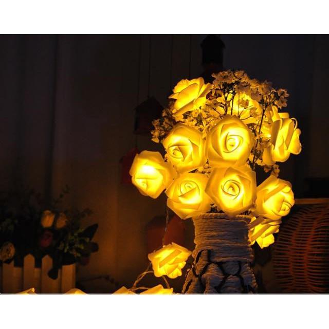 Dây đèn Led trang trí bóng hình hoa hồng sang trọng màu sáng ấm