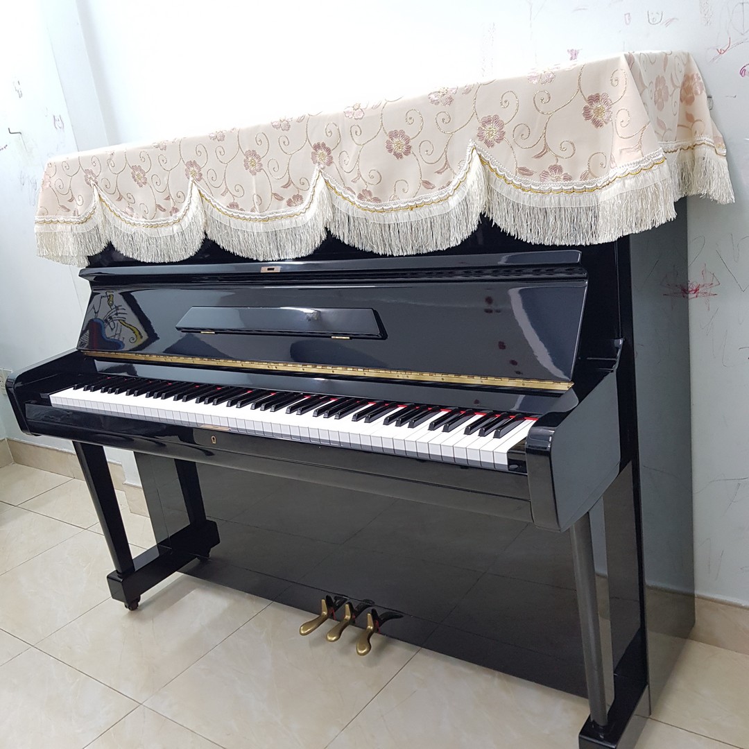 Khăn phủ đàn Piano mẫu hoa hồng cánh sen