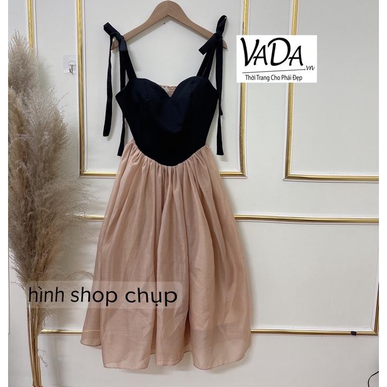Đầm váy dáng dài midi 2 dây Có cúp ngực cut Viền TRÁI TIM siêu hot - Thời Trang VADA