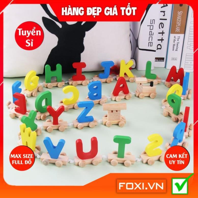 Đồ chơi Đoàn tàu hỏa thả hình-Đoàn tàu kéo xe số Foxi-Đoàn tàu kéo xe chữ-Đoàn kéo xe 12 con giáp Bằng gỗ