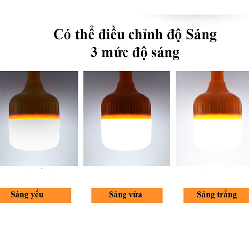 Bóng đèn tích điện loại 100W có móc treo không cần dây điện - Đèn sạc không dây