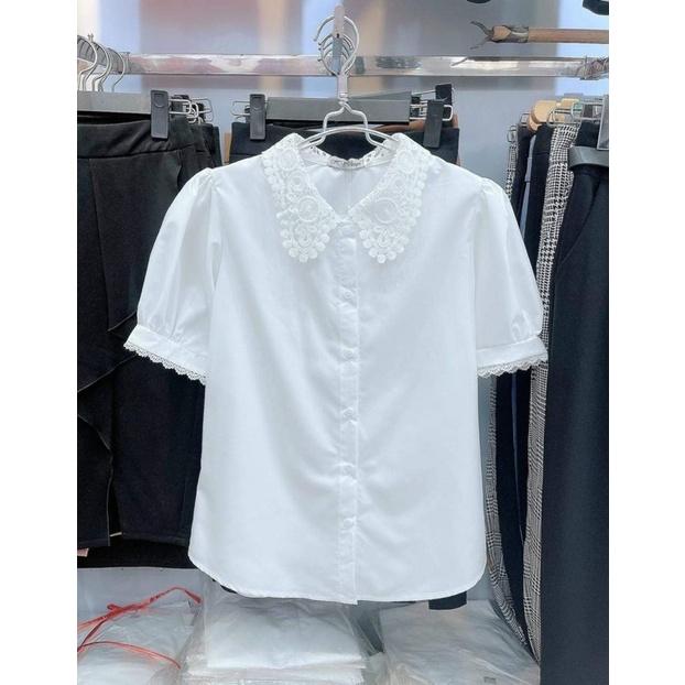 Áo sơ mi cổ ren tay bồng hàng thiết kế đẹp may bán shop