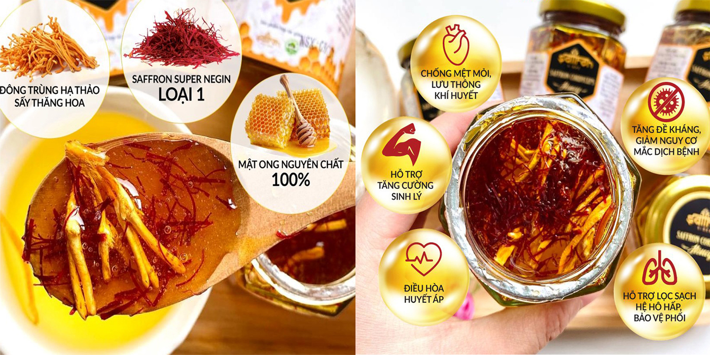 Set Quà Nhụy hoa nghệ tây Saffron Salam kèm Trà hoa và Mật ong Saffron Đông trùng hạ thảo