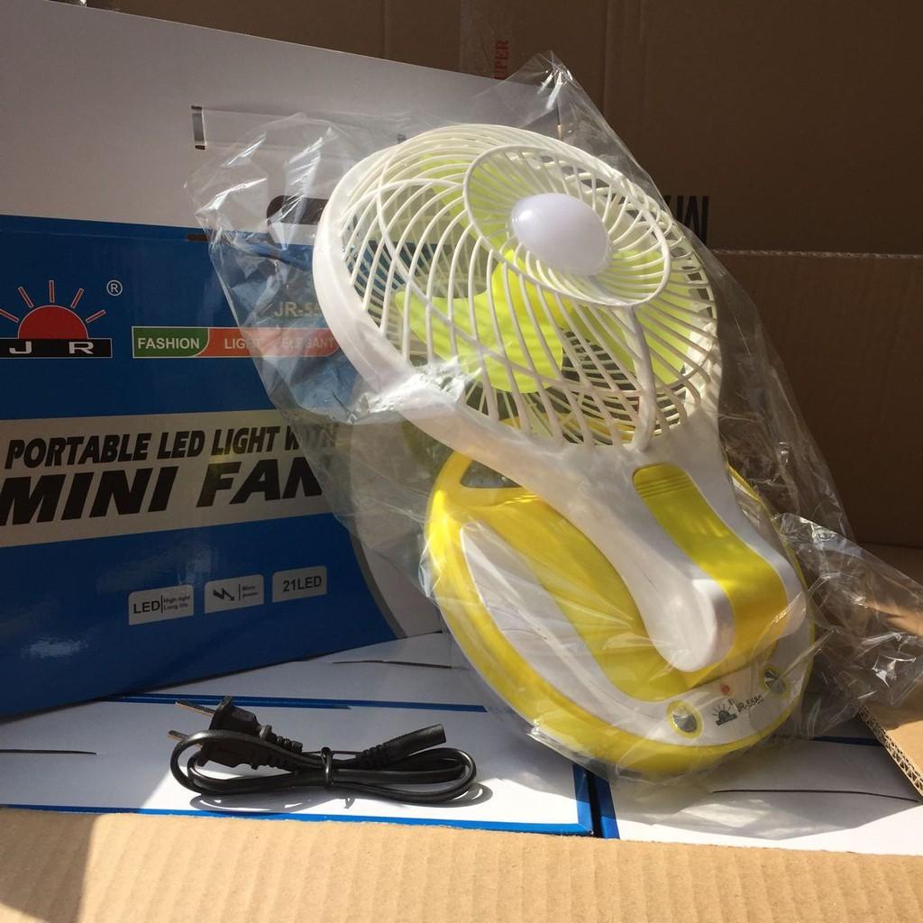 Quạt Sạc Tích Điện Mini Fan 5580,5590 Kèm Đèn Led