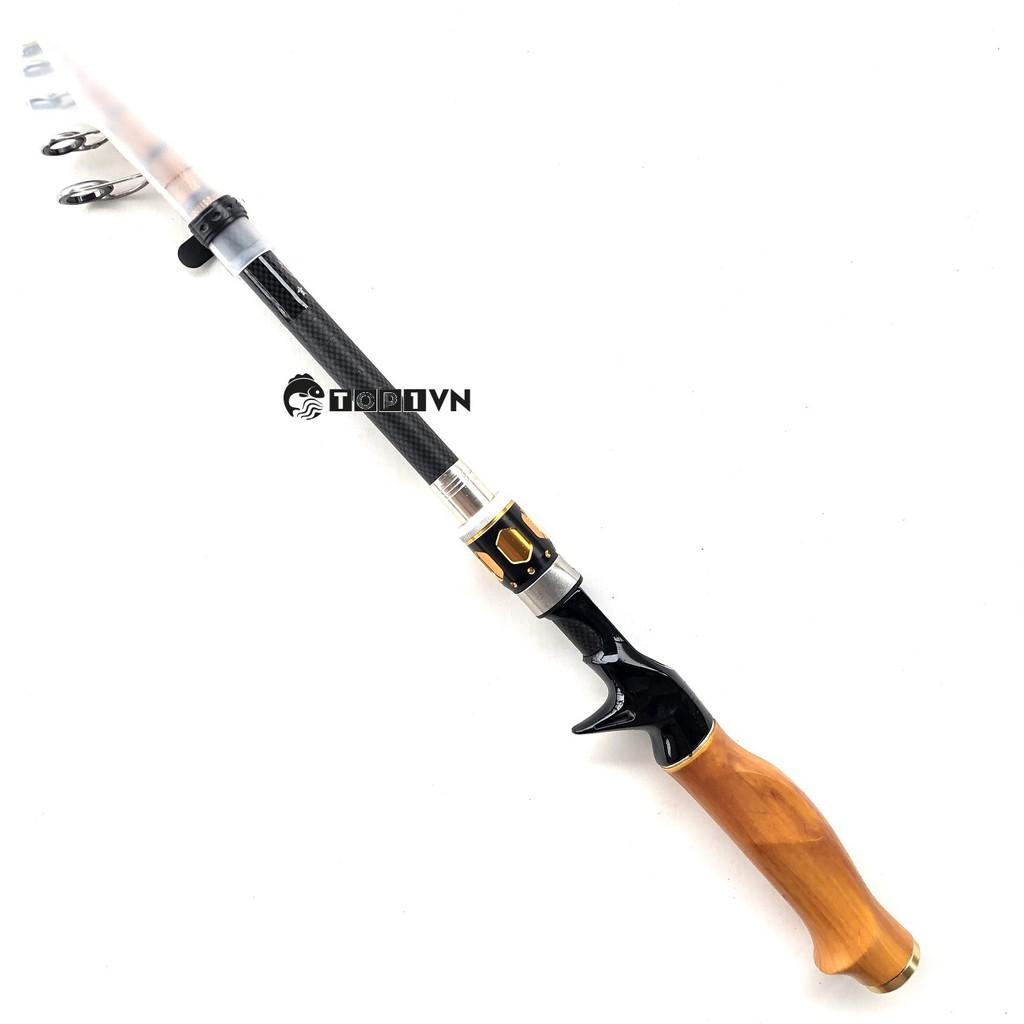 Cần câu lure rút gọn 55cm cán gỗ thật 100% [ Top1VN ]