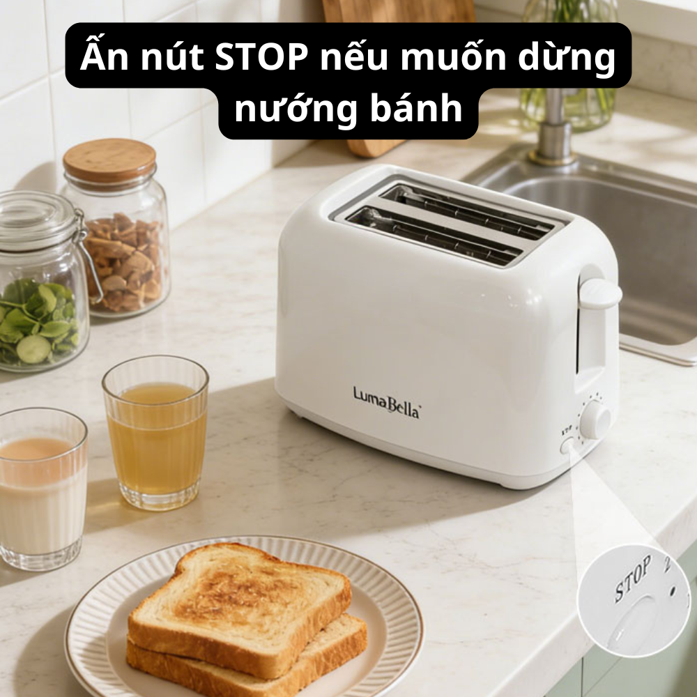 Máy nướng bánh mì sandwich Lumabella  LB-58042 công suất cao 700W, 6 nấc nảy tự động làm bữa sáng tiện lợi - DELIYA HÀNG CHÍNH HÃNG