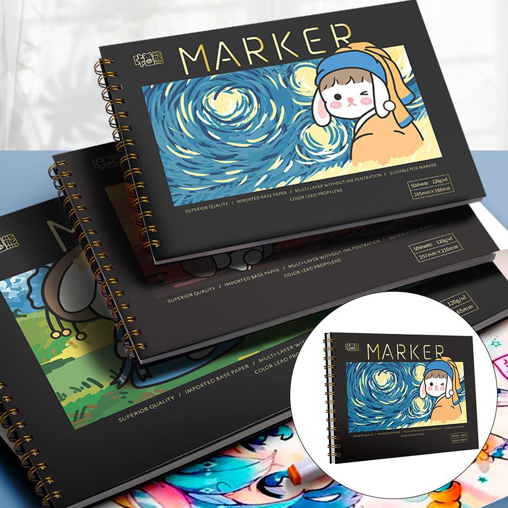 Side Spiral Bound 50 Sheets Sketchpad Artistic for  Toddlers Kids 16K