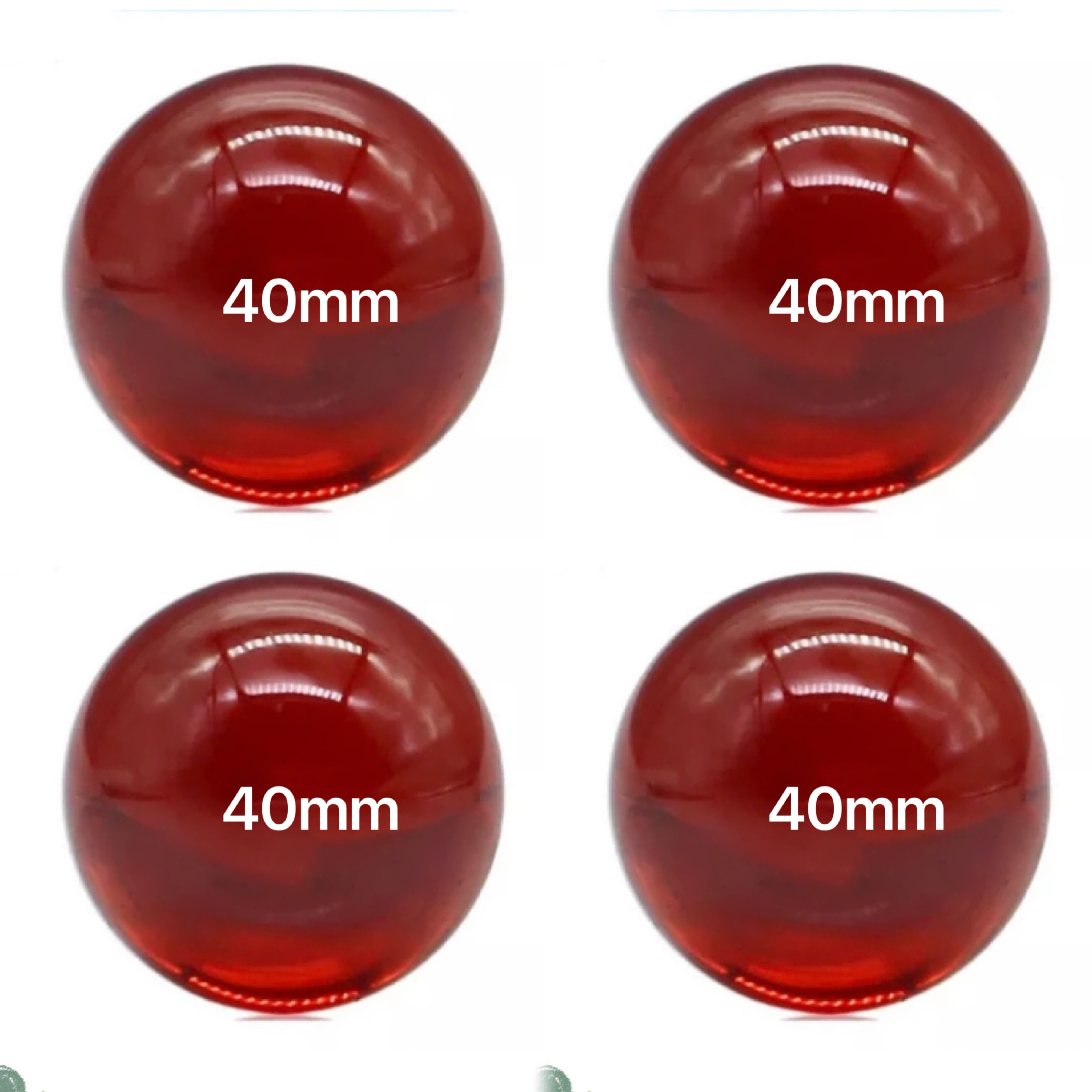 4 viên 40mm bi thuỷ tinh trong suốt màu đỏ - bi trang trí và sưu tầm