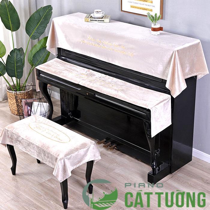 Khăn phủ đàn PIANO Cát Tường R10 vải nhung lụa cao cấp rất mềm mịn giúp bảo vệ đàn tối đa x 1 bộ gồm phủ nóc đàn và phủ ghế đàn