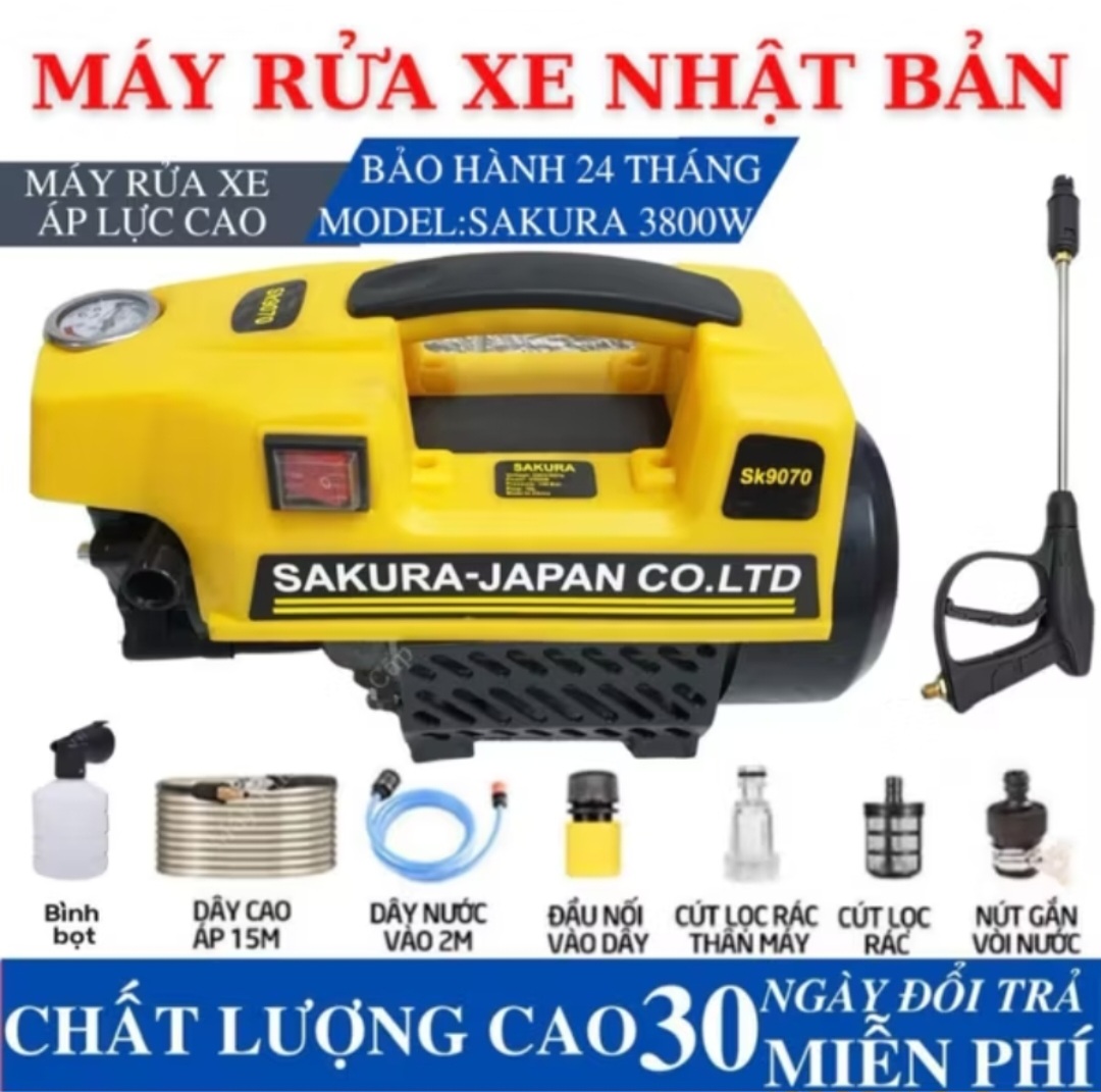 MÁY RỬA XE MÁY ÔTÔ XỊT RỬA ĐA NĂNG ÁP LỰC MẠNH CÔNG XUẤT LỚN