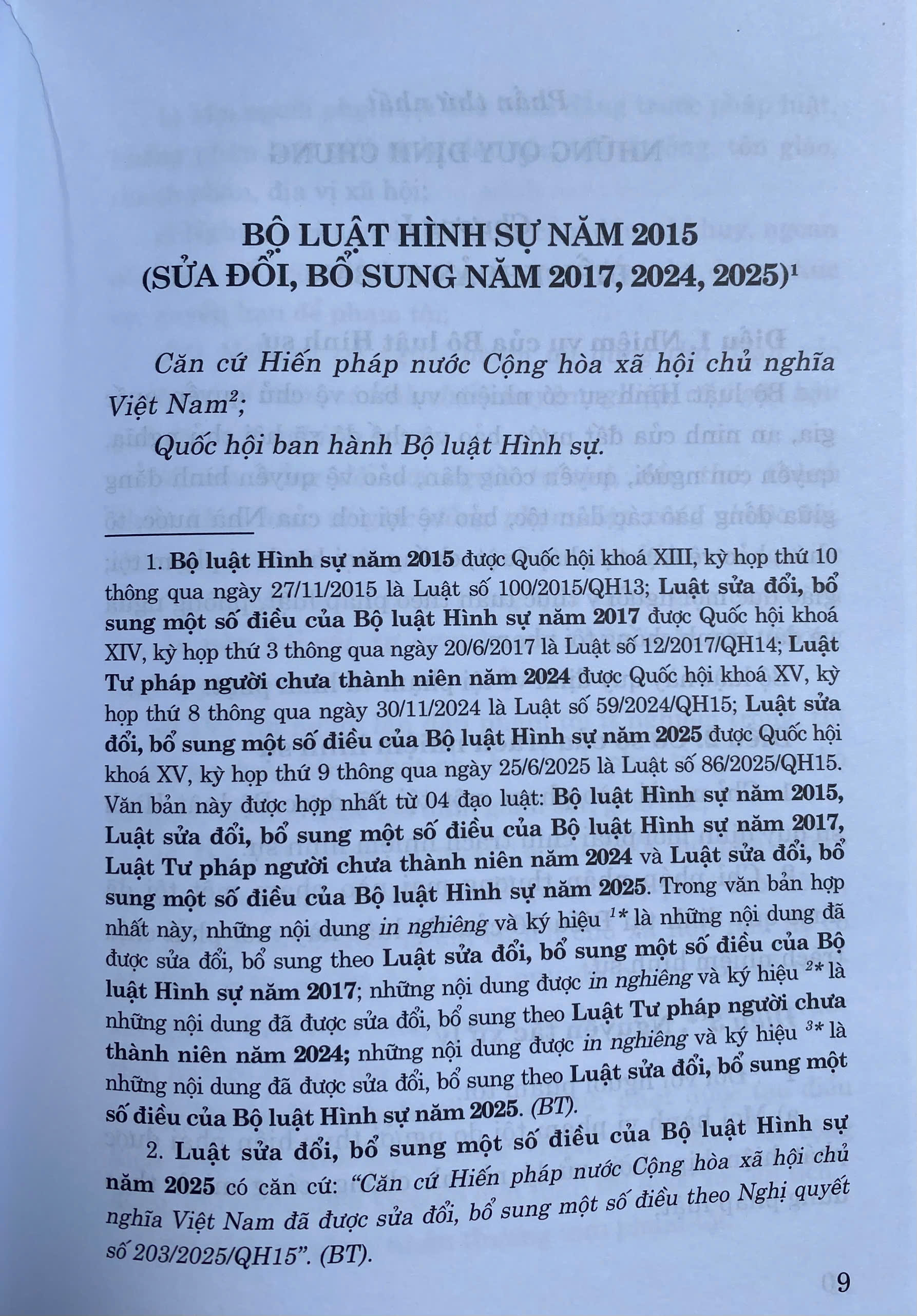 Sách Bộ Luật Hình Sự Năm 2015 ( Sửa Đổi, Bổ Sung Năm 2017, 2024, 2025)