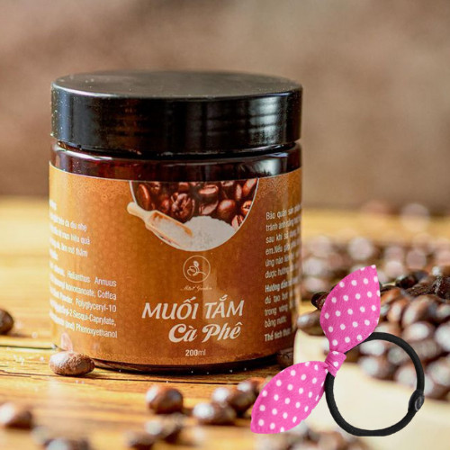 Muối Tắm Cà Phê MINI GARDEN 200ml - Tẩy Tế Bào Da Chết Cafe Toàn Thân, Hỗ Trợ Điều Trị Viêm Nang Lông, Tặng Cột Tóc Tai Thỏ Màu Ngẫu Nhiên