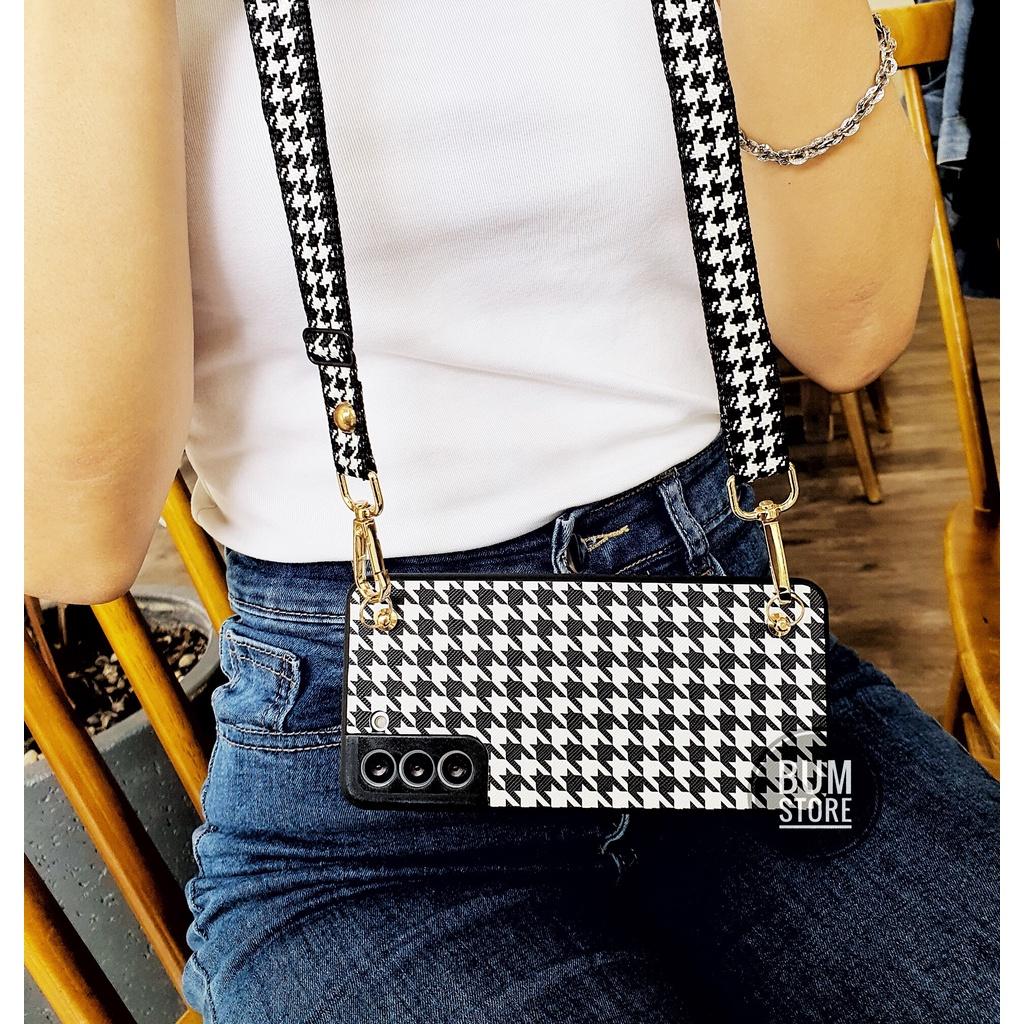Ốp Lưng Houndstooth Kèm Dây Đeo Dài Cho Samsung Galaxy Note 20 Ultra / Note 20 / Note 10 Plus / Note 10 / Note 9