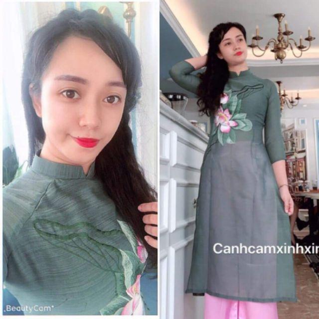 Áo dài lễ chùa, chất đũi cao cấp, kèm quần