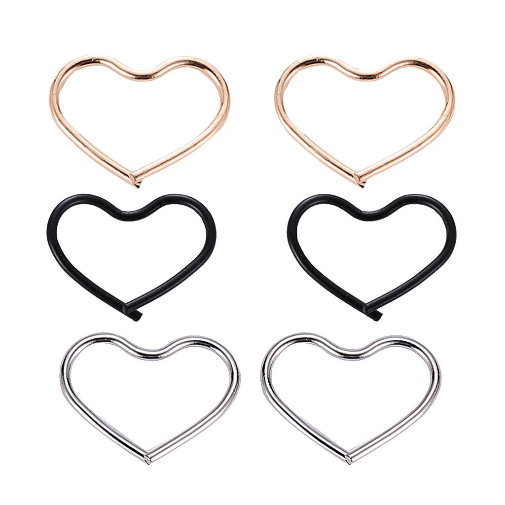 Alloy Ear Stud Rings Heart-Shaped Piercing Body Jewelry Ear Hoop Gold