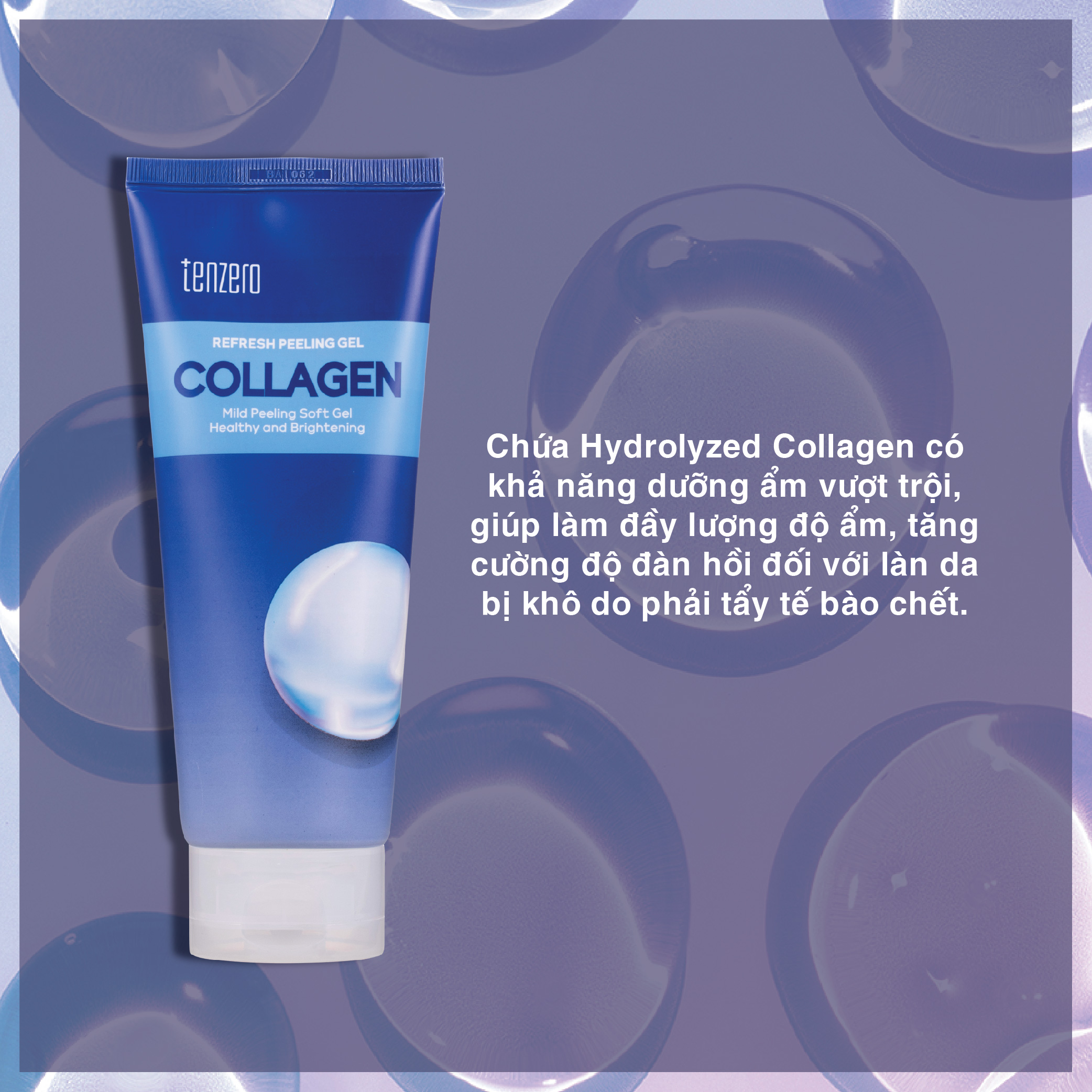 Gel Tẩy Tế Bào Chết Collagen Làm Sạch Da, Dịu Nhẹ Tenzero Refresh Peeling Gel Collagen 180ml