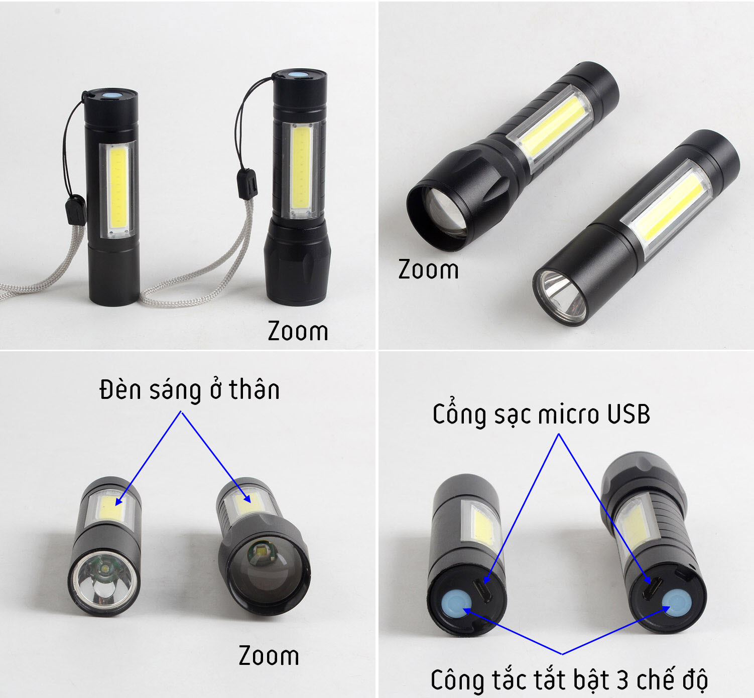 Đèn pin siêu sáng mini 2in1